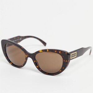 Versace Tortoiseshell Cat-Eye Sunglasses with Gold Logo